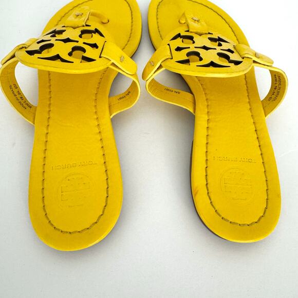 Tory Burch Miller Sandal Slippers Yellow Leather Logo | Size 6M - Picture 7 of 13